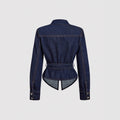 X-spot-66220#fashion  cross-border fashion women's versatile waist design belt denim jacket