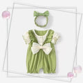Newborn baby clothes summer thin jumpsuit baby girl forest green edge short-sleeved jumpsuit crawling clothes
