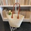New woven bag large capacity tote bag simple versatile shoulder bag casual travel commute tote bag women's bag