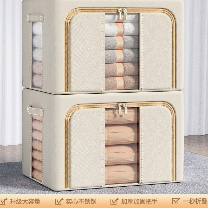 Solid color Oxford cloth steel frame storage box Clothing storage Dormitory moving quilt Clothes Bainer box Household storage