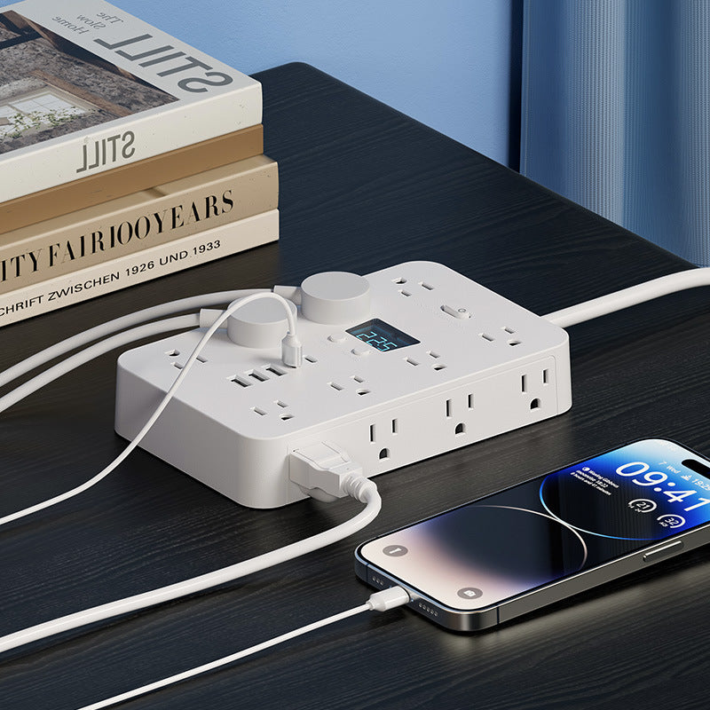 Amazon's new us standard usb multi-hole pd fast charging power strip with bilateral bypass socket strip extension power strip