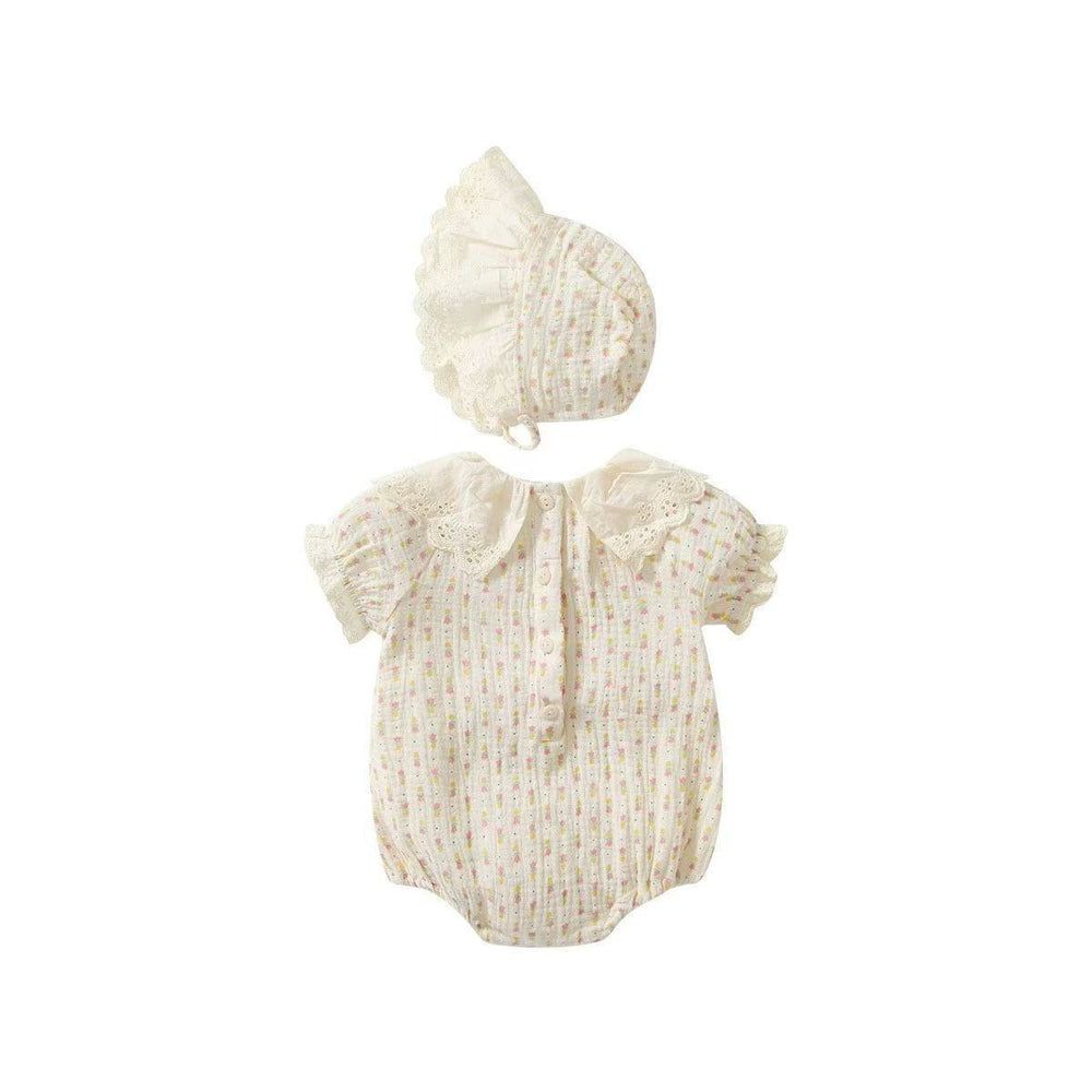 Princess summer lightweight bodysuit - stylish baby summer outfit, newborn clothes, baby romper, floral harem pants, trendy style
