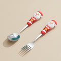christmas spoon set - cartoon 304 stainless steel santa & reindeer spoons & forks - multi-piece gift box set