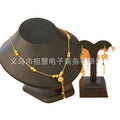 2pcs middle eastern hollow frosted round bead long necklace with geometric shape earrings luxury suit wedding party gift