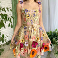 new european and american cross-border  independent station women's 3d floral embroidered bodycon sexy dress