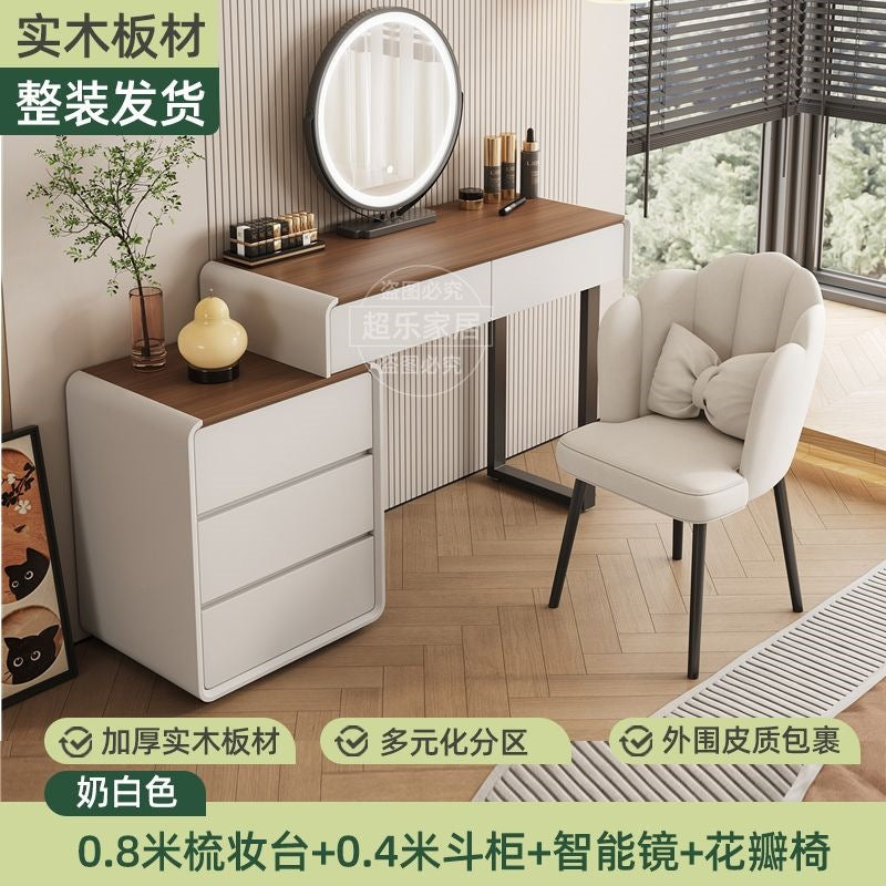 Vanity table bedroom casual walnut color chest of drawers vanity table all-in-one small makeup table retractable makeup table