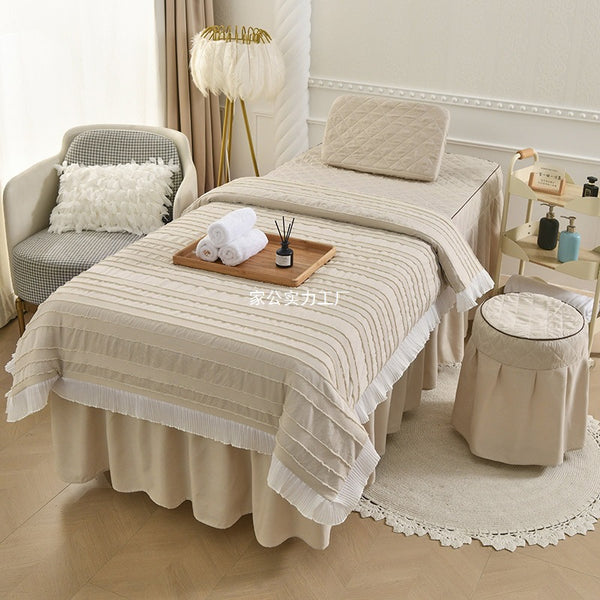 Korean version of beauty bedspread four-piece Internet celebrity light luxury beauty salon massage physiotherapy four-season universal model