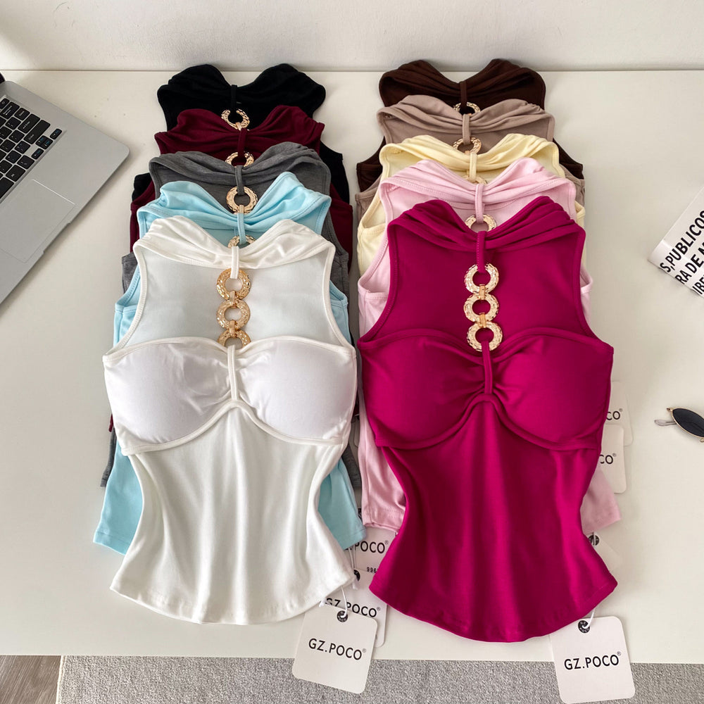 Sexy ring detail cami top - women's summer outerwear, slim fit, commute style, sleeveless top - new  inner layer