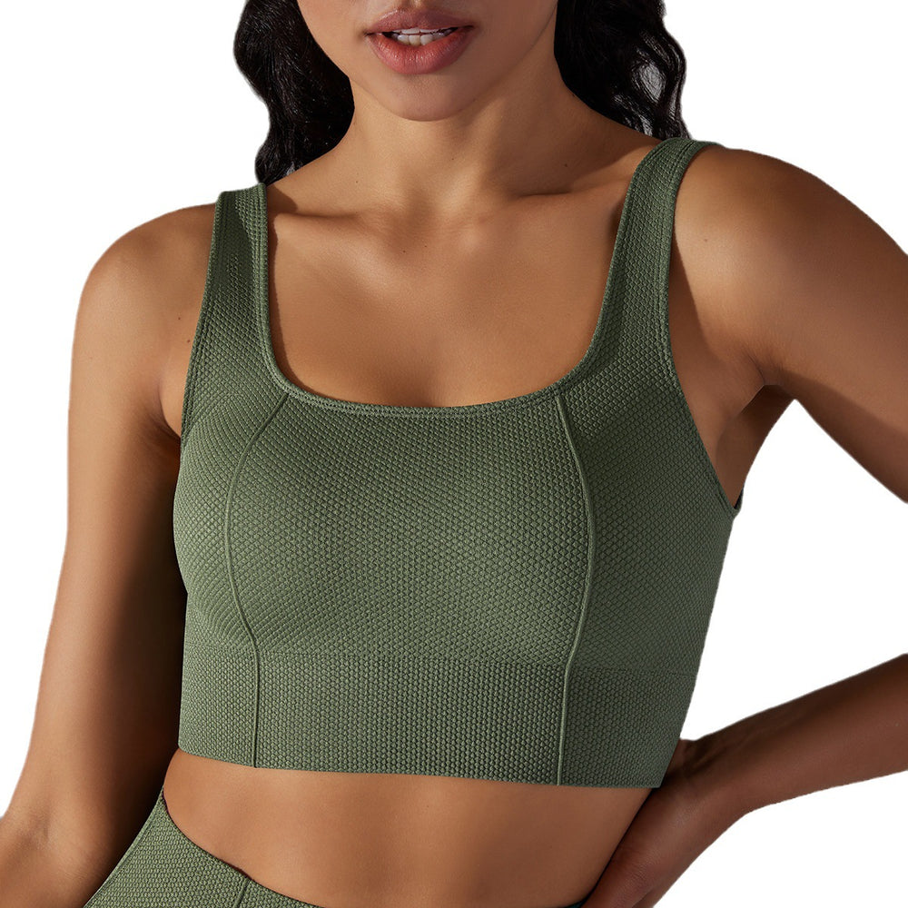 New arrival cross-border fashion seamless knittingpure color dot suspender beautiful back bra sports running fitness wear vest for women