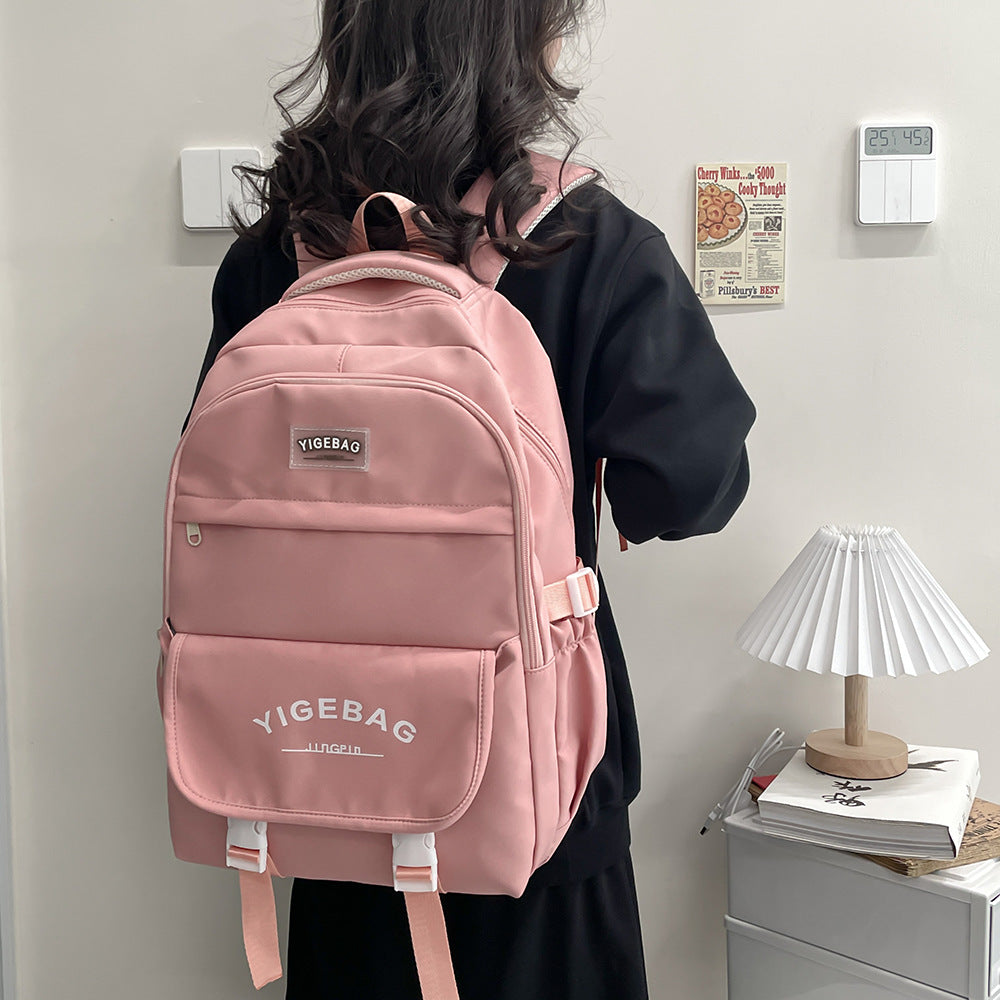 Cross-border casual backpack nylon material middle school student college student schoolbag wear-resistant large capacity can be printed logo
