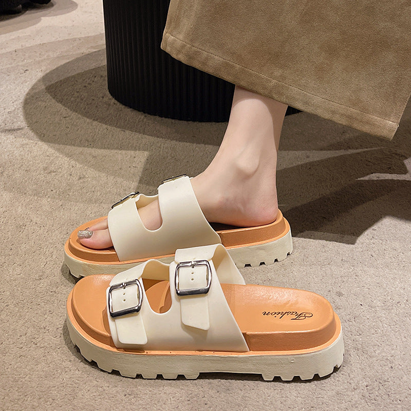 2025 summer new berkenstock-style flat casual thong sandals for women - summer outdoor wear, non-slip thick sole sandals
