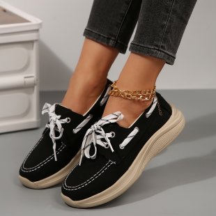 export plus size casual flats for women,  spring/autumn new collection, round toe chunky sole low-cut lace-up flat casual shoes