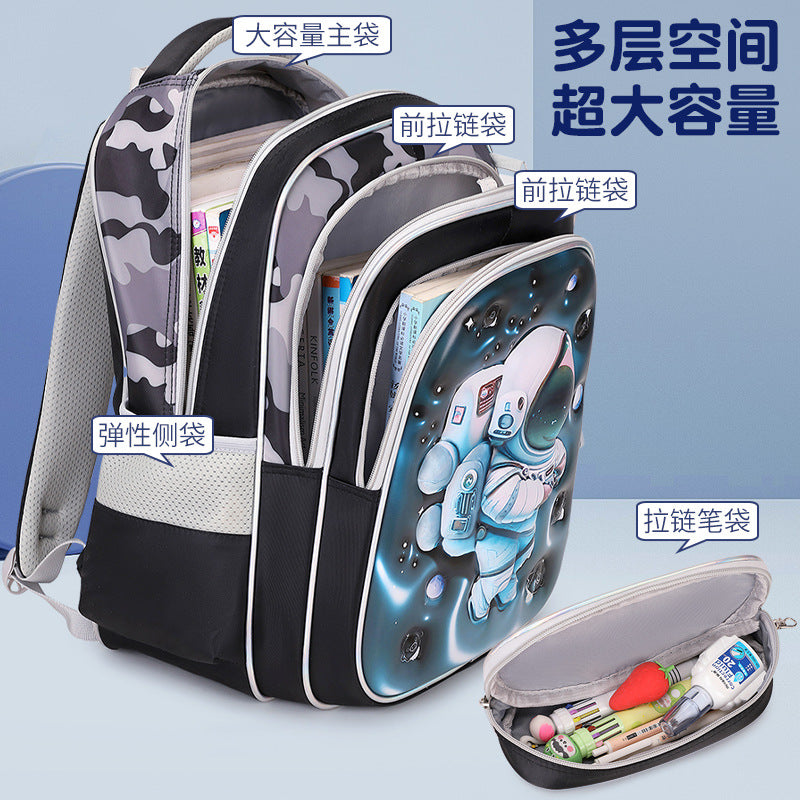 Ready-to-ship cross-border backpack set for grades 3-6. this two-piece backpack features a textured, glossy 3d leather design, perfect for elementary school students and designed to reduce the burden of carrying books