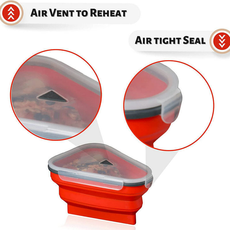 Reusable silicone pizza box, collapsible triangular pizza container, takeout lunch box, heatable food container