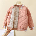 New winter quilted silk-padded baseball jacket: thickened, wearable as outerwear or inner layer, perfect for school uniforms, warm and cozy for boys and girls