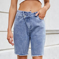 European and american cross-border trendy women's summer new arrivals:  independent store loose casual washed denim capri shorts