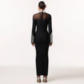 C7592 cross-border   fashion women's elegant high neck rhinestone exquisite high-end dress