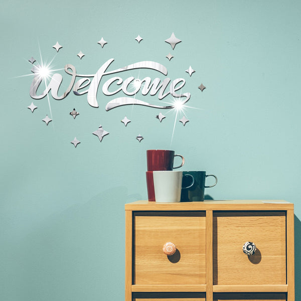 letter sticker mirror acrylic welcome sign wall sticker self-adhesive bedroom room decoration living room wholesale