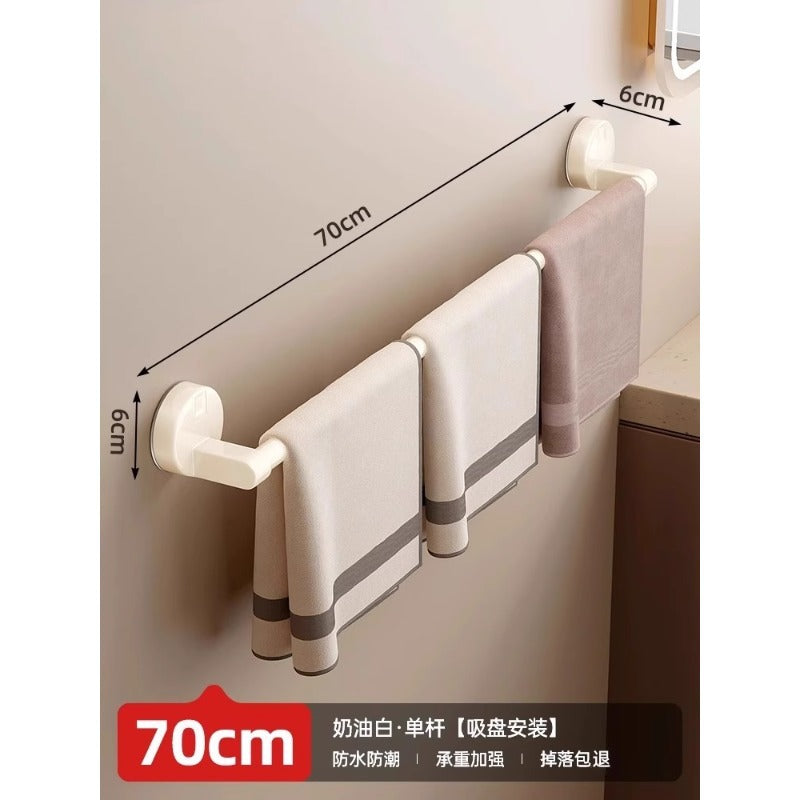 Bathroom suction cup towel rack, no-drill wall-mounted shelf, bathroom towel bar, toilet slippers storage rack