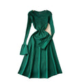 fall/winter new arrival: solid color slim-fit long sleeve knit a-line midi dress - women's base layer