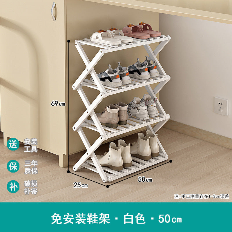 Shoe rack simple door for home multi-layer storage space-saving corner small dust-proof narrow shoe cabinet free of installation