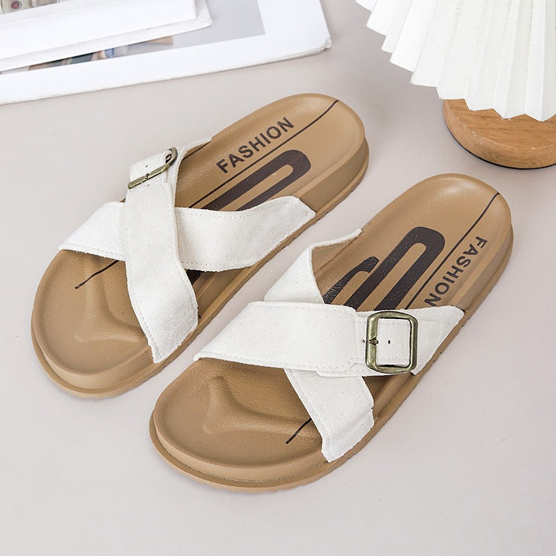 2026 new french retro platform crossover strap french chic sandals & slippers - summer women's outerwear fashion export