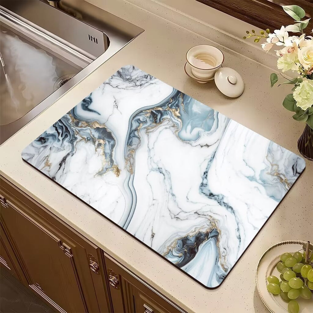 Marble diatom mud kitchen drainage mat dining table heat insulation oven mitts mat bowl and plate drying mat countertop absorbent mat