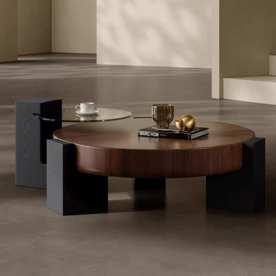 Living room coffee table italian normcoreclassychinoiserie style walnut grain side table small apartmentaccessible luxury round storage tea table