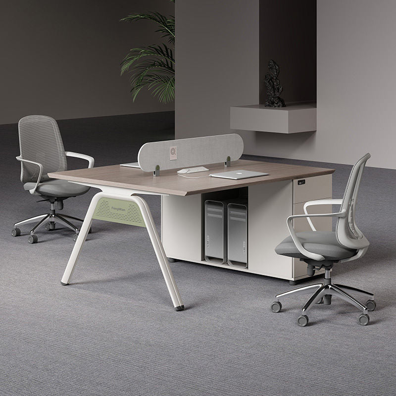Modern minimalist office desk and chair set - 4, 6, or 8 seater options - office desk with partition for workstations, computer desk for employees