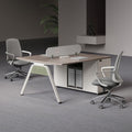 Modern minimalist office desk and chair set - 4, 6, or 8 seater options - office desk with partition for workstations, computer desk for employees