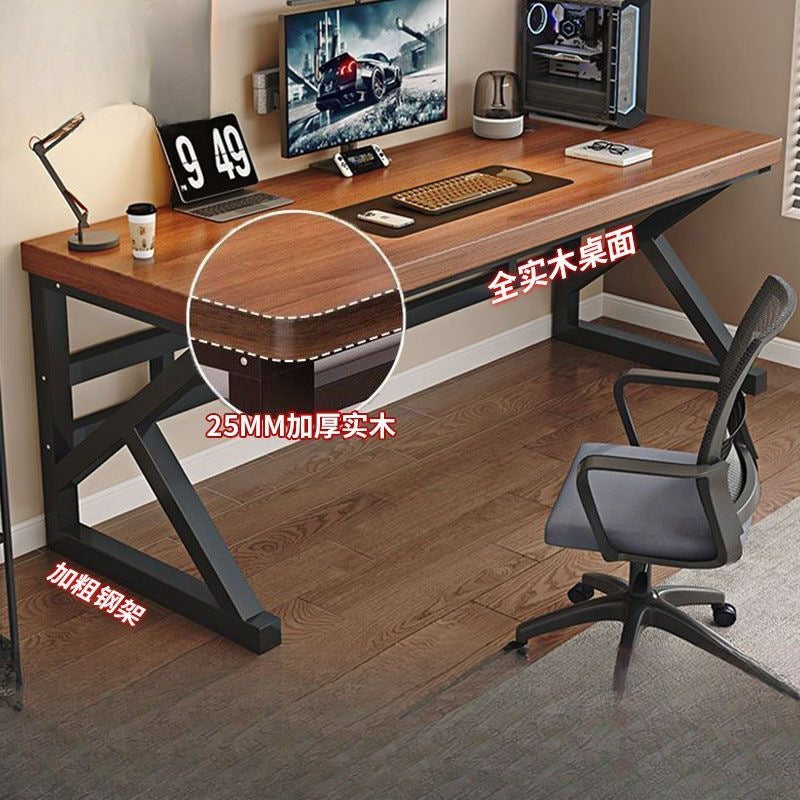 Solid wood computer desk student bedroom home office long table double workstation minimalist gaming desk