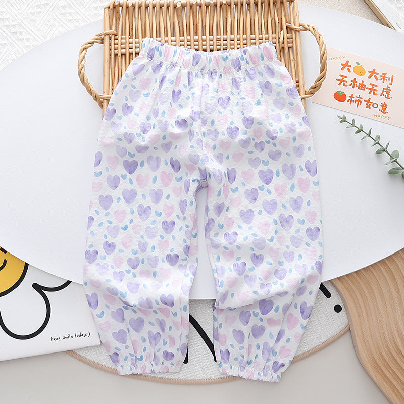 Girls' summer pants: korean style fashionable printed joggers for toddlers and young children - perfect for everyday wear
