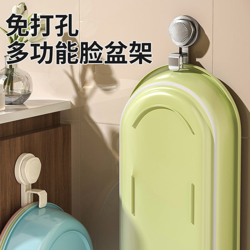 Wholesale non-punching washbasin hook wall-mounted bathroom storage rack toilet basin rack hanging basin artifact