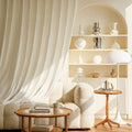 French chic crinkled tulle curtain - sheer light, privacy screen for living room, balcony, bedroom door, decorative window curtain