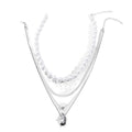 European and american cross-border e-commerce new jewelry exaggerated pearl layered necklace personalized irregular alloy diamond pendant for women
