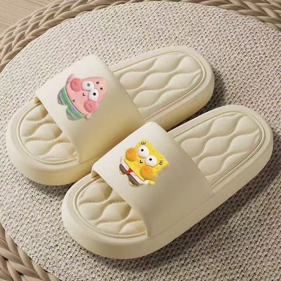 Thick sole slippers women's summer bathroom non-slipplaidcouple shoes home thick sole seaside sandals slippers couple sandals wholesale