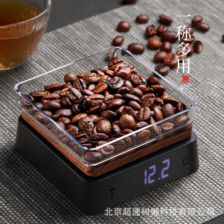 Tea digital scale walnut wood tea scale solid wood kitchen scale gram scale food scale tea set accessories rechargeable mini tea scale