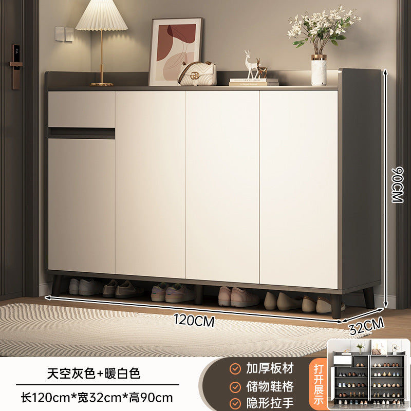 Shoe cabinet household door storage cabinet integrated against the wall simple door porch cabinet locker solid wood legs home shoe rack