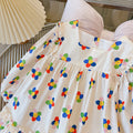 Girls' sunflower dress - new  summer collection - kids' square neck cotton dress - baby bubble sleeve princess dress - sweet style