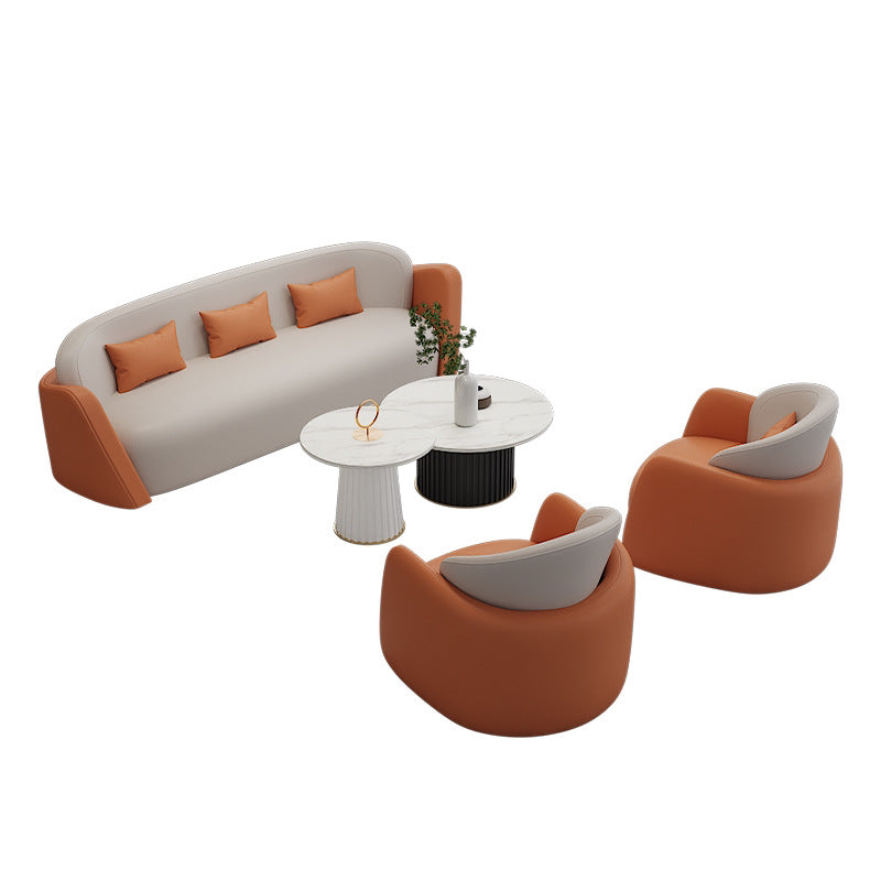 Sales office reception sofa, dessert shop, coffee shop sofa, coffee table combination, company business reception sofa, round table