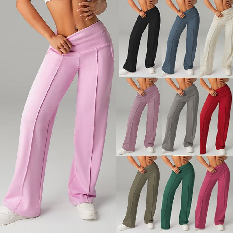 fashionhot girl style cross high waistcasual pants women's midline pleated draped elastic multi-color wide legs