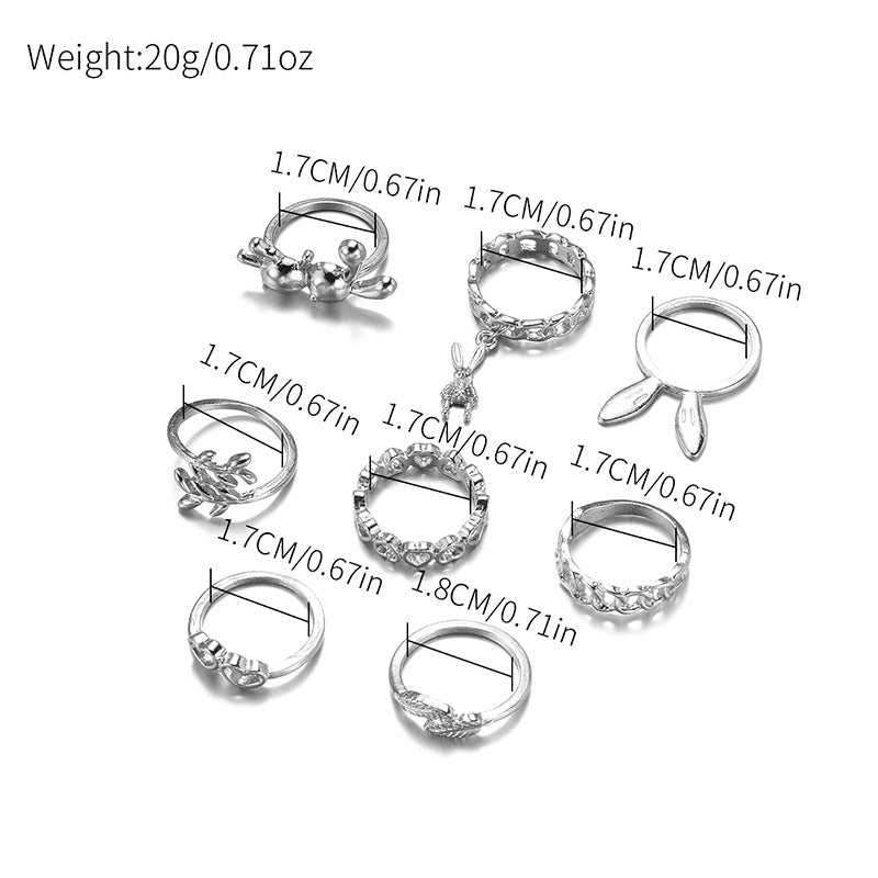 Korean ins ring wholesale cross-border geometric stacking jewelry cute niche high-end heart rabbit ring for women