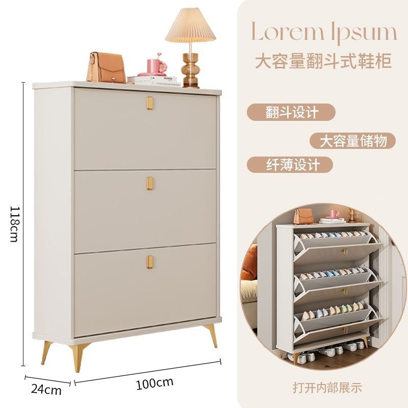Tipping shoe cabinet solid wood for home door new arrival large capacity entrance cabinet small narrow shoe rack