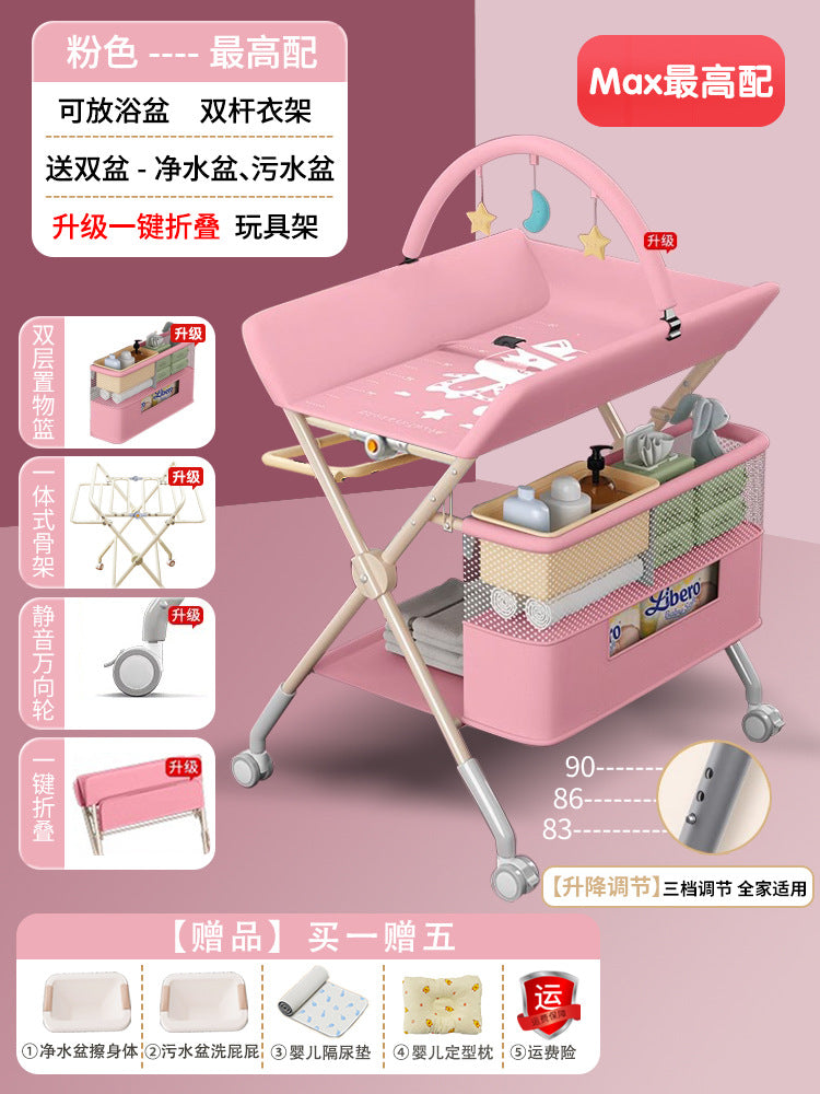 Changing table - multifunctional foldable baby care station for diaper changing, massage, bathing, and newborn care