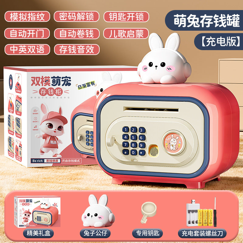 Piggy Bank 2024 New Children's Girls Only Can't Get In Safe Cabinet Boys Large Capacity Password Box Savings