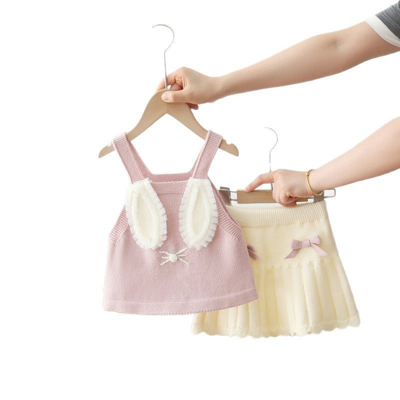 Girls' knit vest set - new autumn  collection: two-piece sweater and vest outfit for little girls