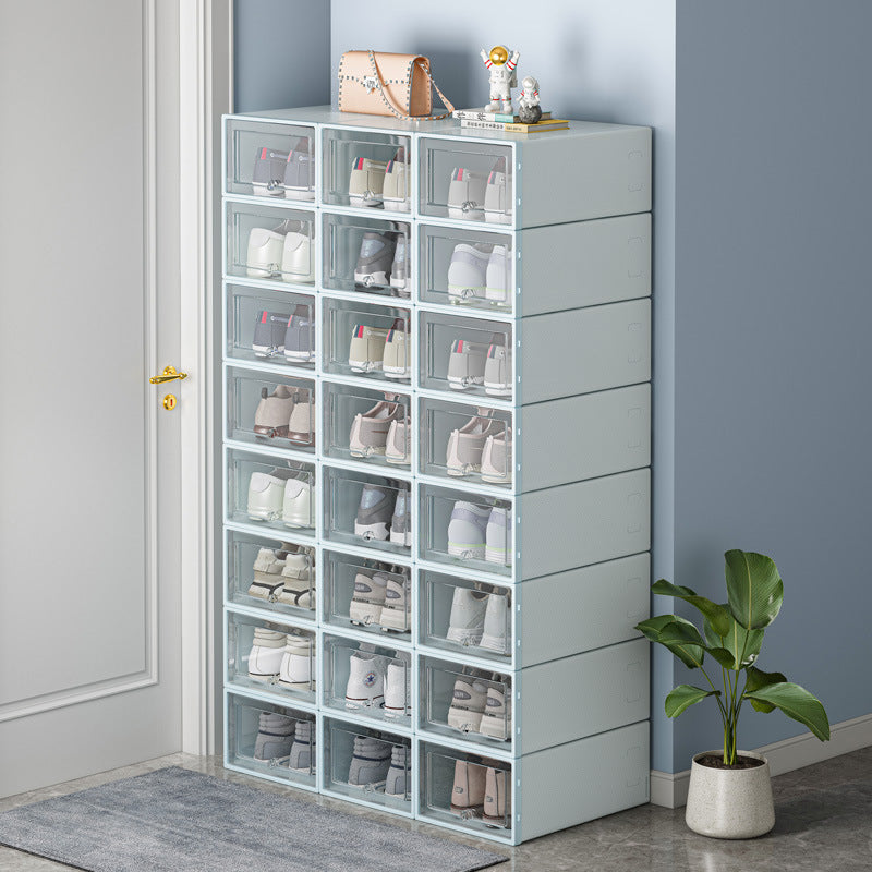 Folding shoe box household door shoe rack shoe storage box drawer type transparent shoe cabinet storage box saves space