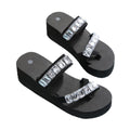 K-styleexportplus sizecolorful bright diamond thick sole slippers women's beach wedge heel flip-flops slippers slippers