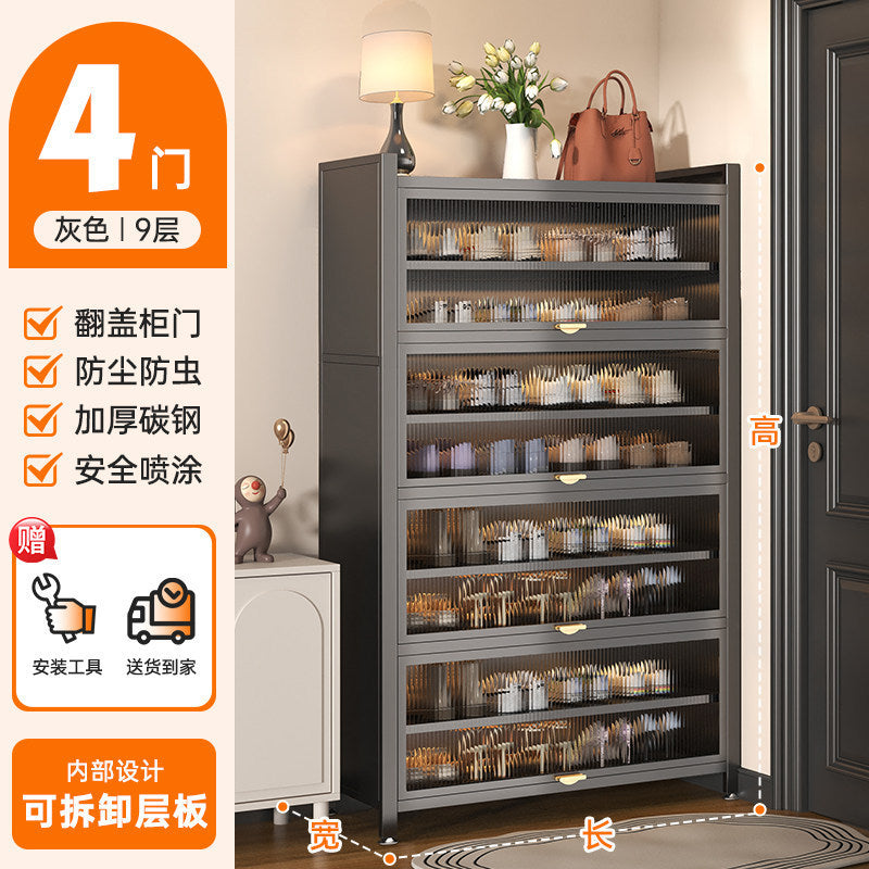 Steel shoe cabinet for home door storage cabinet all-in-one wall-mounted large-capacity multi-layer storage cabinet entrance entrance shoe rack