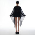 Women's foreign trade summer  new fashion deep v-neck sexy mesh panel see-through long sleeve bodycon dress